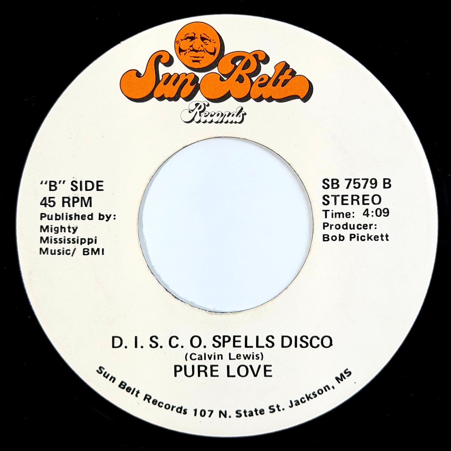 Pure Love - I Knew Our Love Would Last / D.I.S.C.O. Spells Disco [1978 US Original Press - Sun Belt SB 7579] (7inch)_2