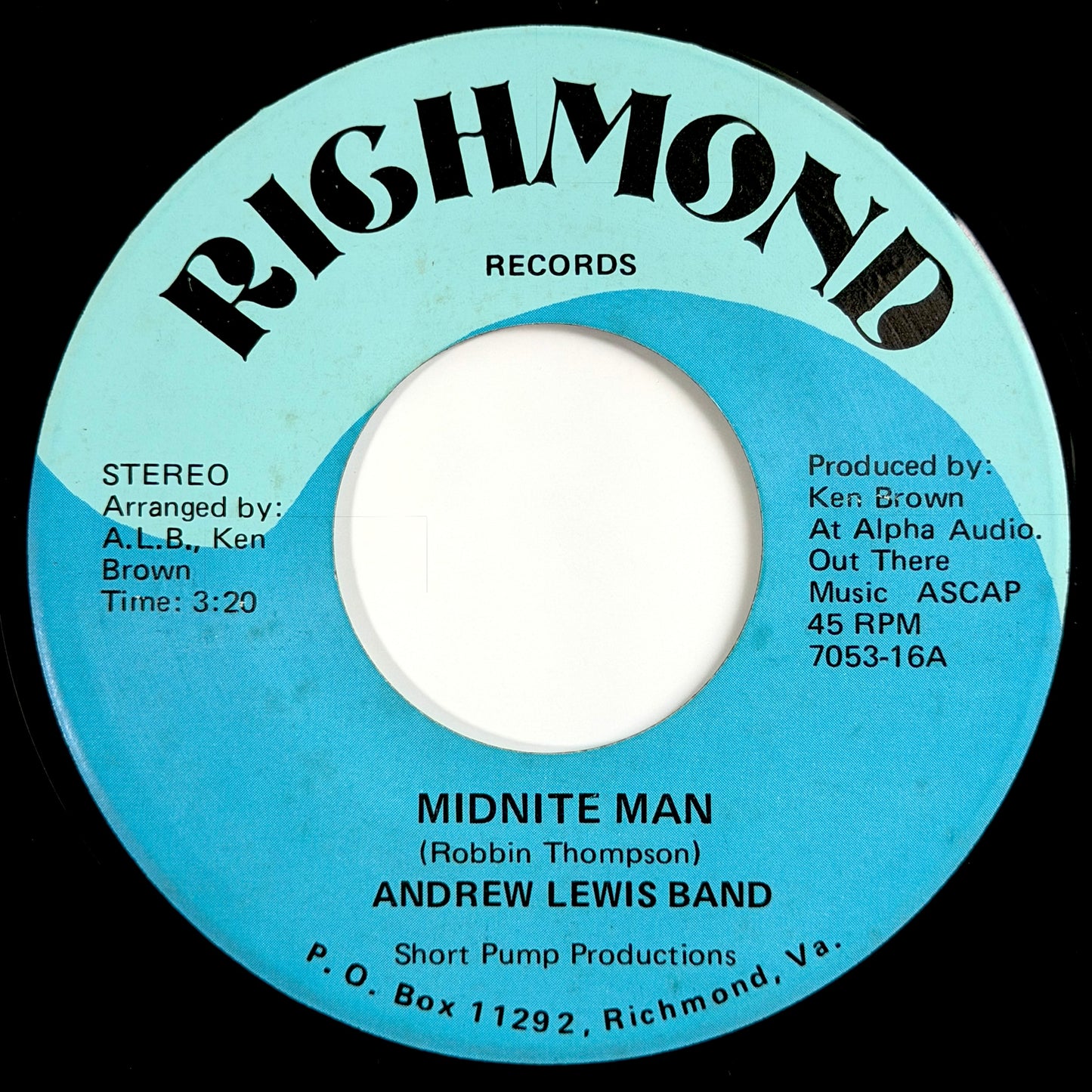 Andrew Lewis Band - Midnite Man / Holding On [1977 US Original Press - Richmond 7053-16] (7inch)_1