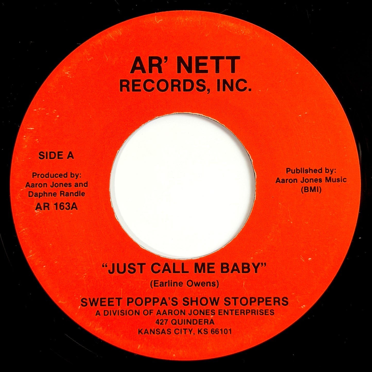 Sweet Poppa's Show Stoppers - Just Call Me Baby / I Love You The Bone [- US Original Press - Ar'nett AR 163] (7inch)_1