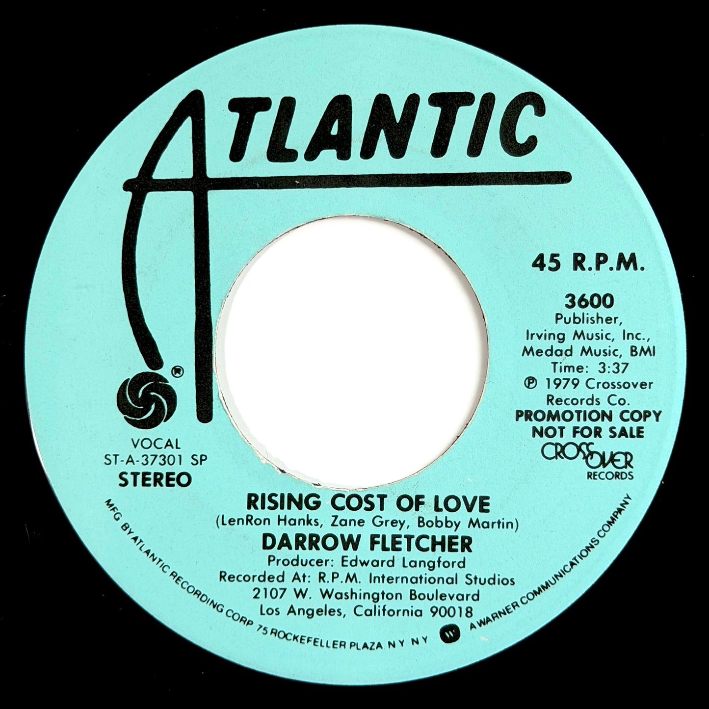 Darrow Fletcher - Rising Cost Of Love [1979 US Original Press - Atlantic 3600] (7inch)_2