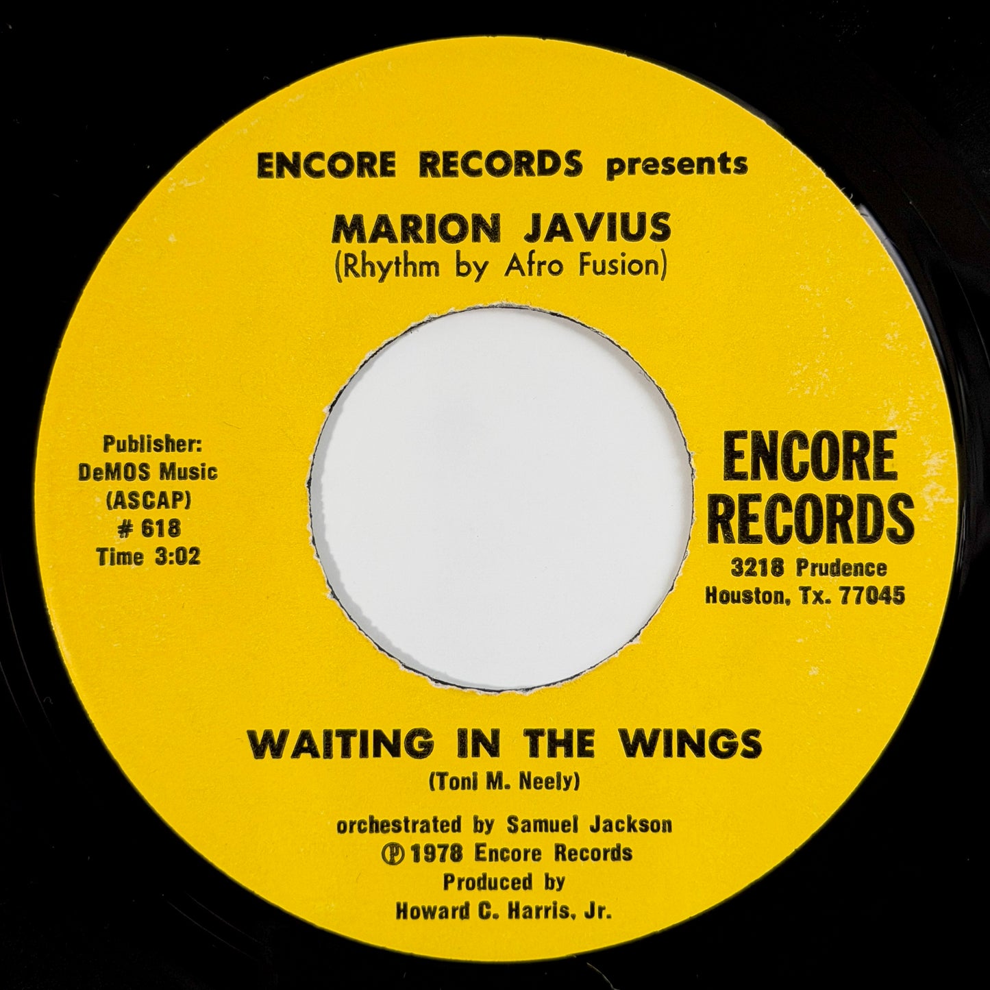 Marion Javius - Waiting In The Wings / A Fool's Love Song [1978 US Original Press - Encore #618] (7inch)_1