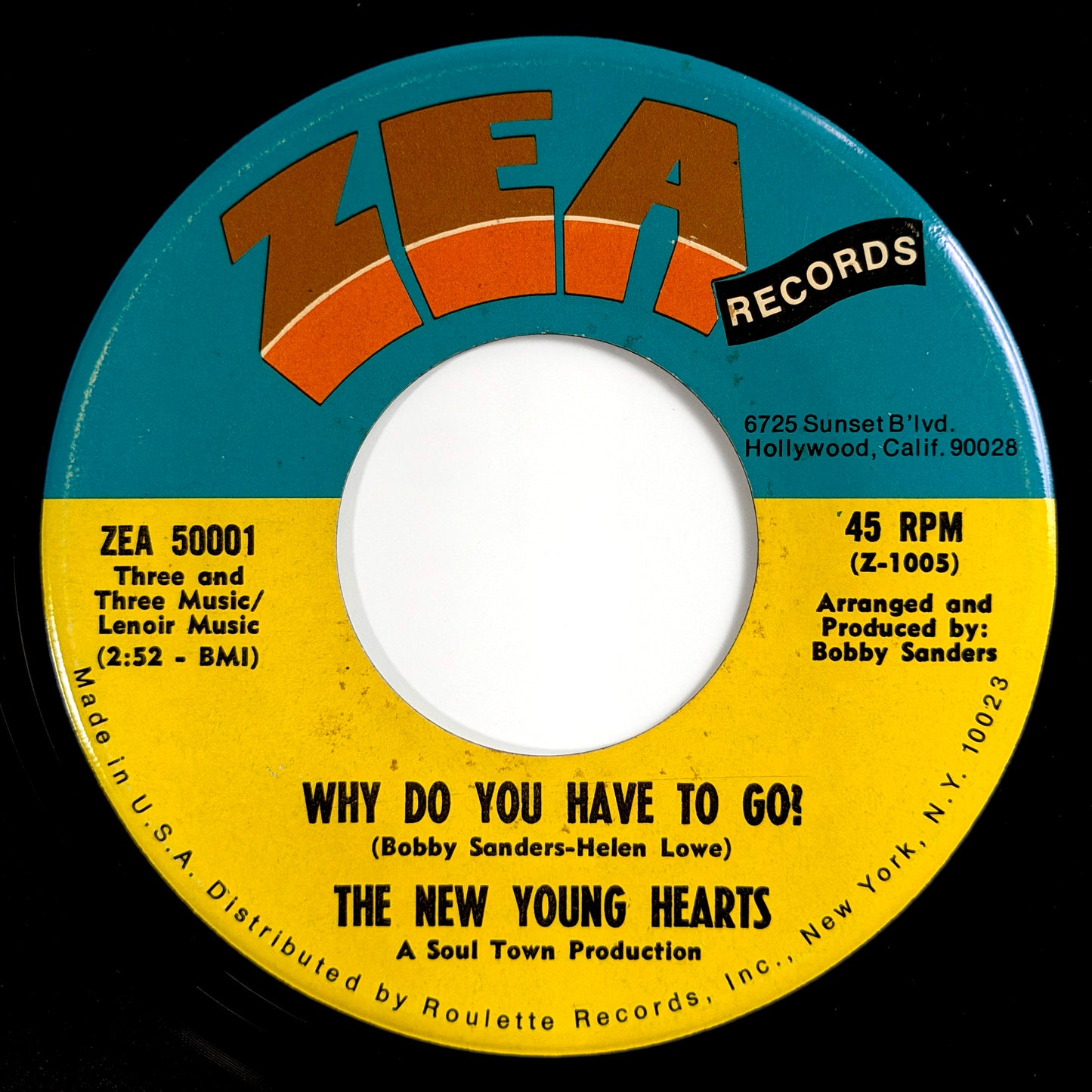 New Young Hearts - Young Hearts Get Lonely Too / Why Do You Have To Go? [1970 US Original Press - Zea ZEA 50001] (7inch)_2