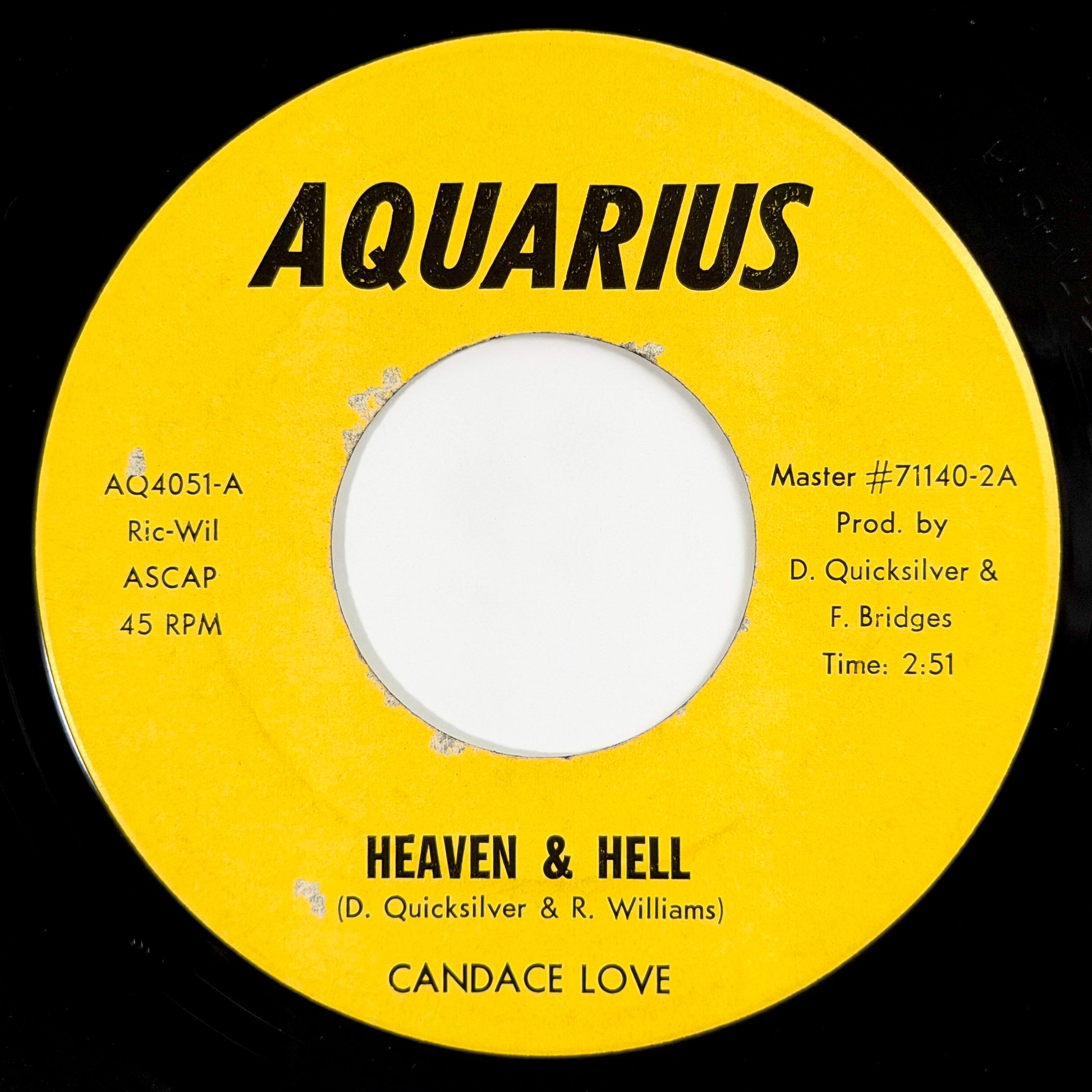 Candace Love - Heaven & Hell / I Wanna Get Back [1971 US Vinyl Press - Aquarius AQ4051] (7inch)_1