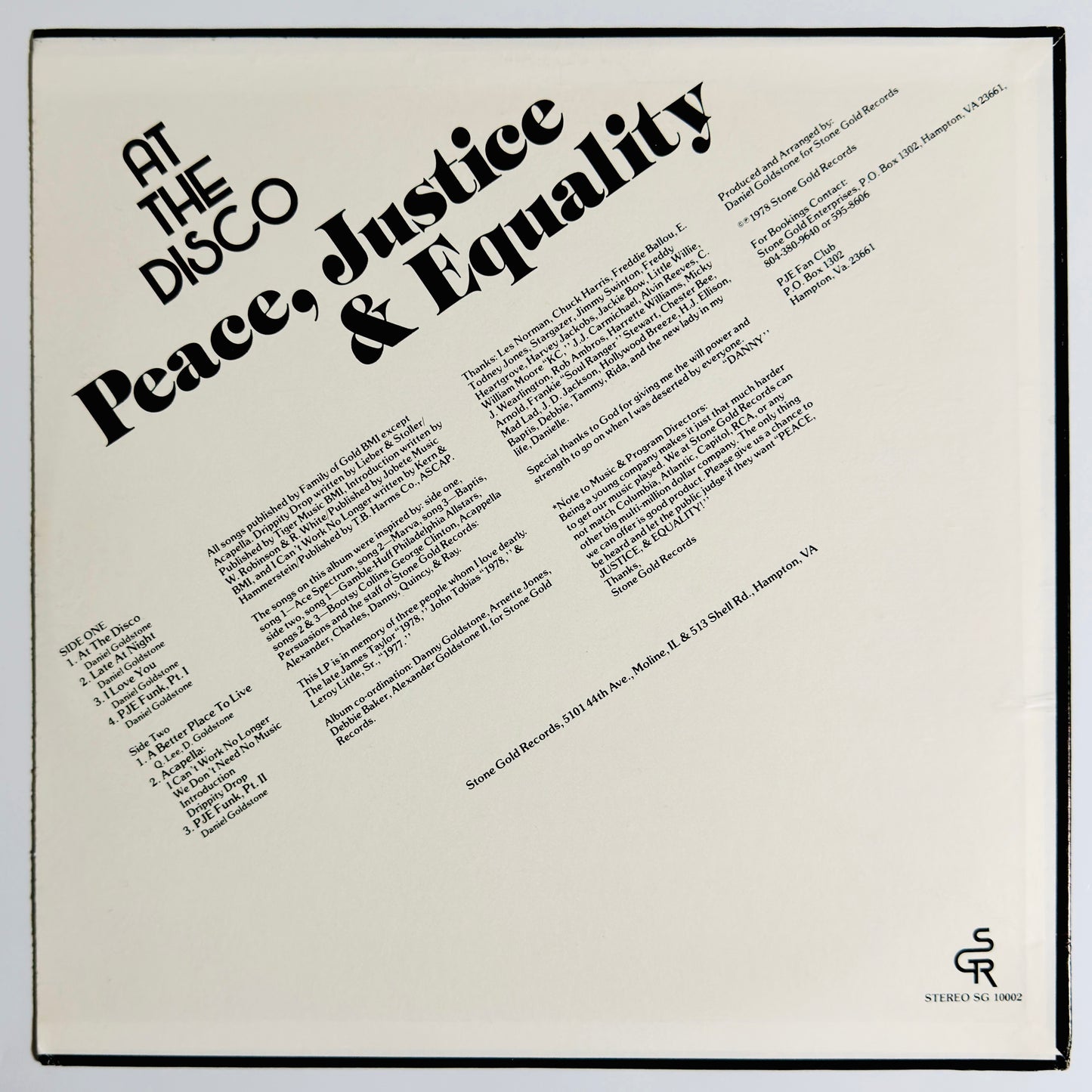 Peace, Justice & Equality - At The Disco [1979 US Original Press - Stone Gold SG 10002] (LP)_2