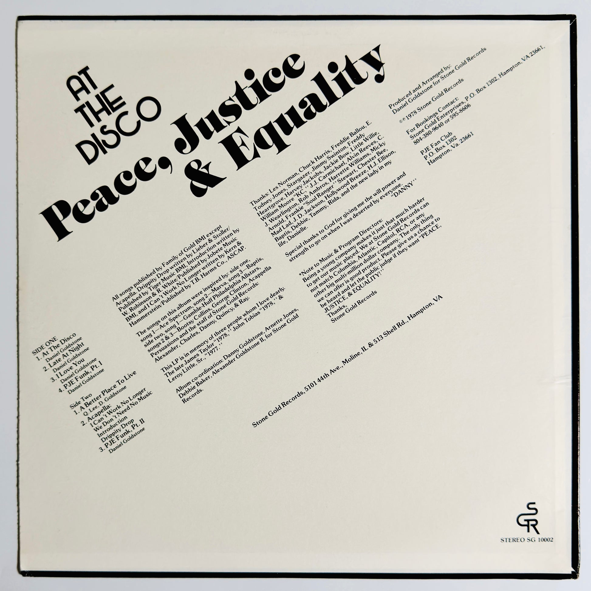 Peace, Justice & Equality - At The Disco [1979 US Original Press - Stone Gold SG 10002] (LP)_2