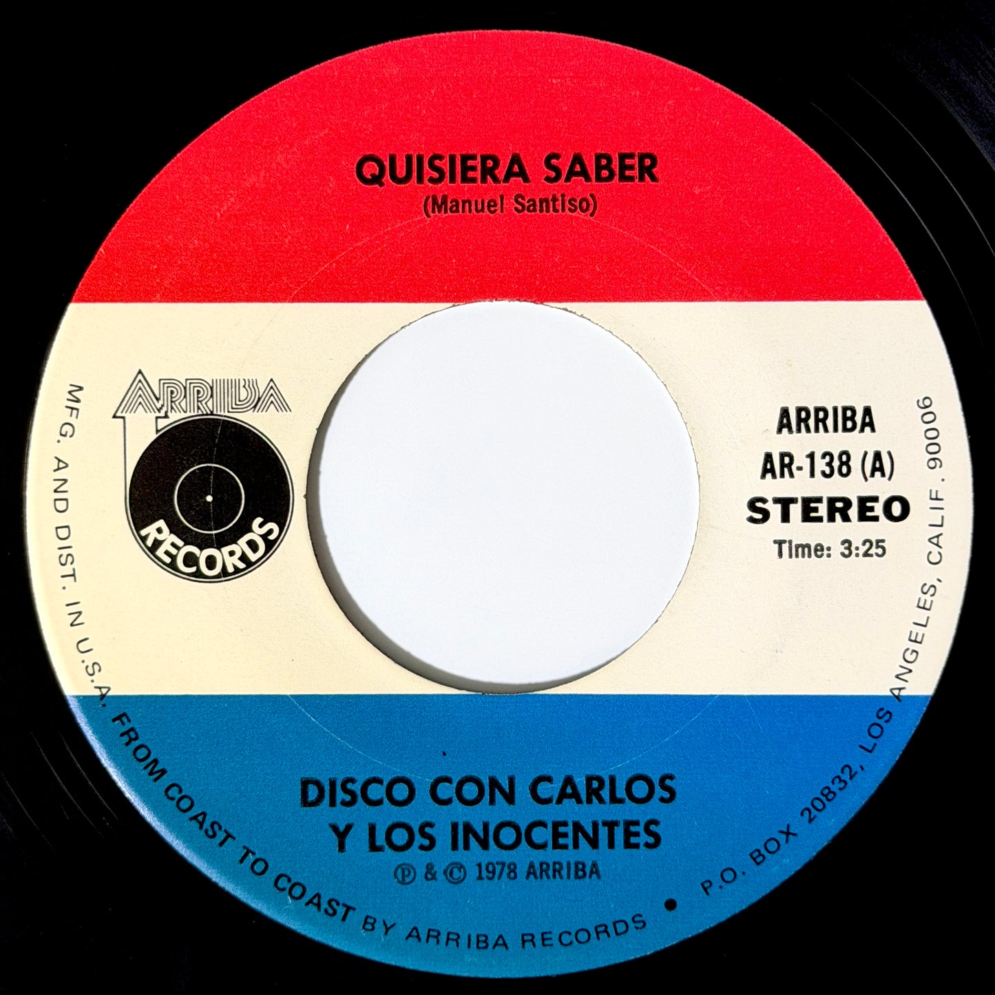 Carlos Y Los Inocentes - Quisiera Saber / Triste Navidad [1978 US Original Press - Arriba AR-138] (7inch)_1