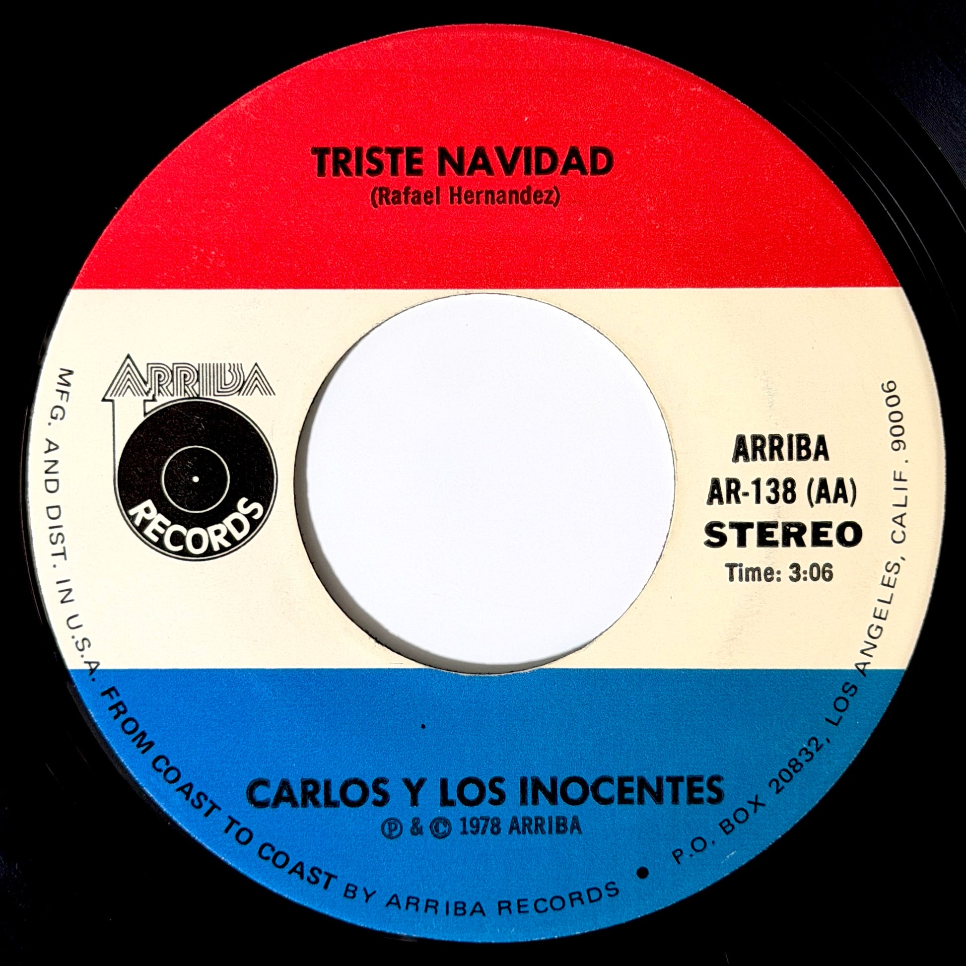Carlos Y Los Inocentes - Quisiera Saber / Triste Navidad [1978 US Original Press - Arriba AR-138] (7inch)_2
