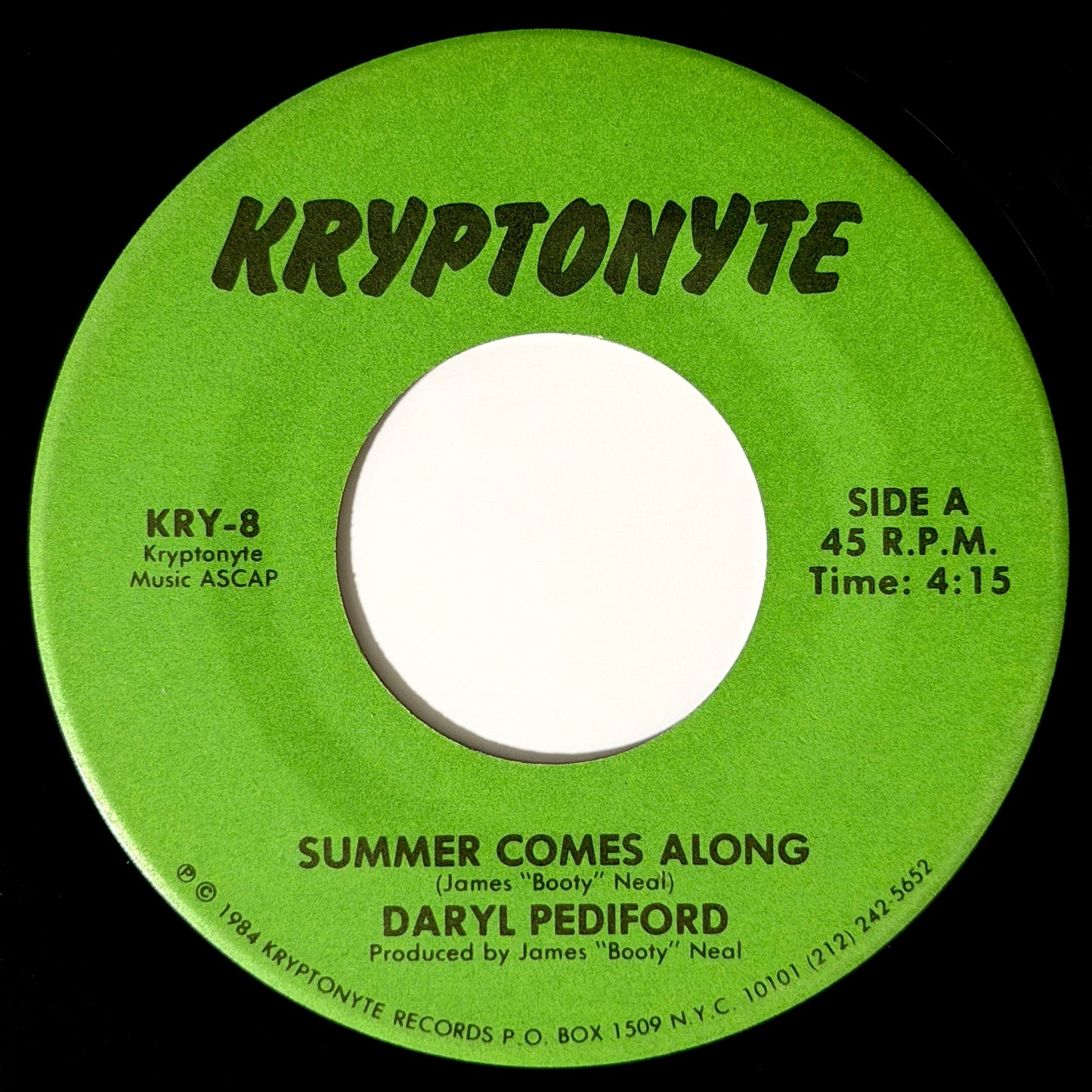 Daryl Pediford - Summer Comes Along / Instrumental [1984 US Original Press - Kryptonyte KRY-8] (7inch)_1