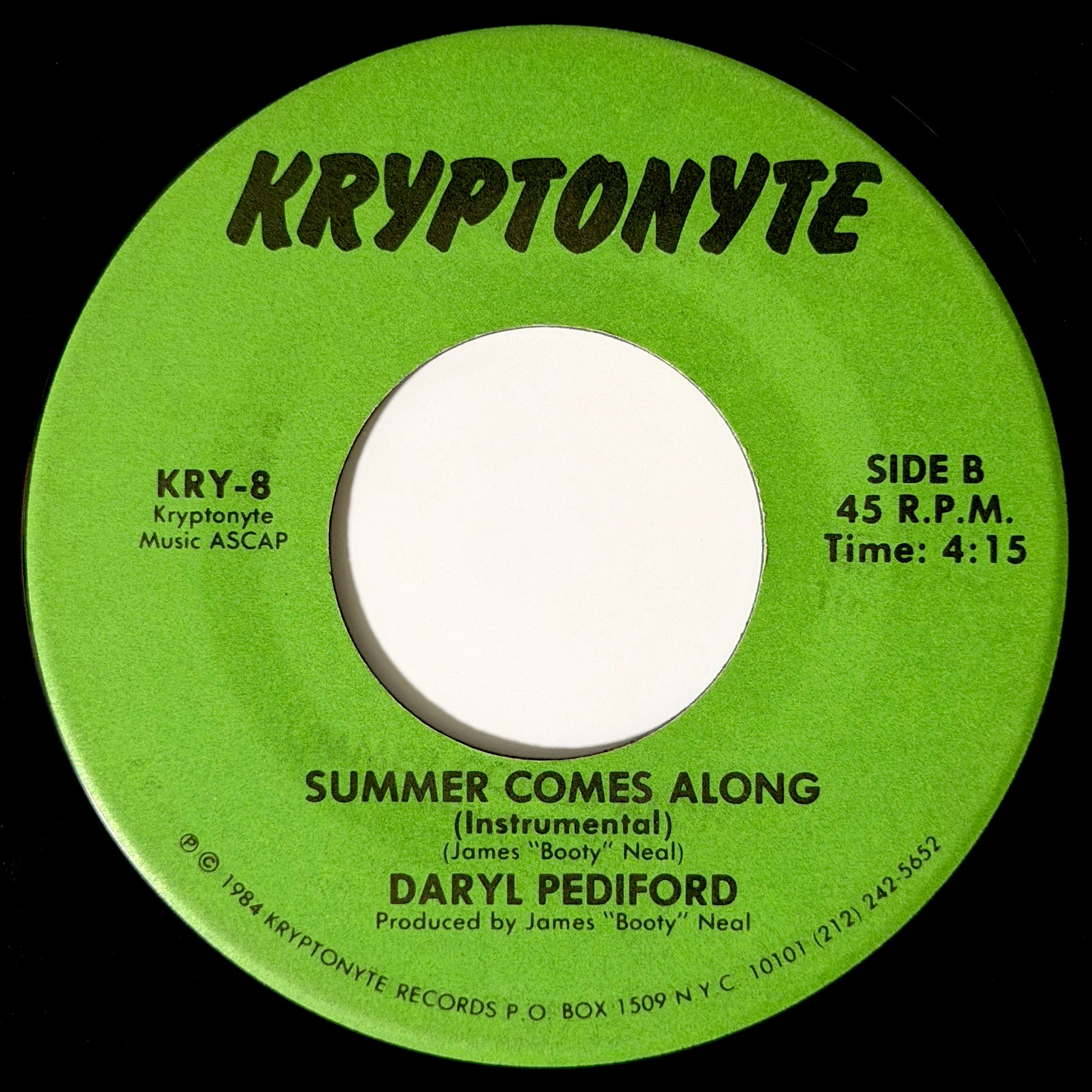 Daryl Pediford - Summer Comes Along / Instrumental [1984 US Original Press - Kryptonyte KRY-8] (7inch)_2