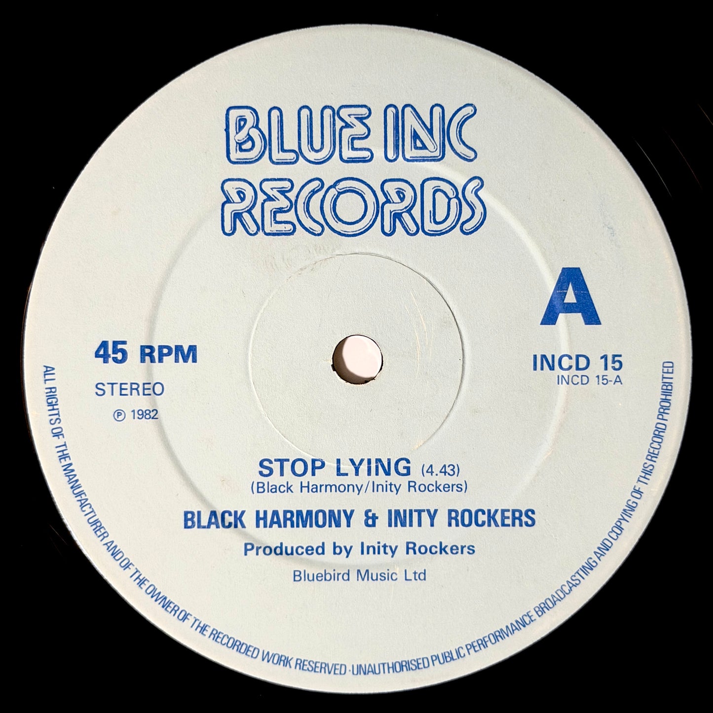 Black Harmony - Stop Lying / Everything To Me [1982 UK Original Press - Blue Inc INCD 15] (12inch)_1