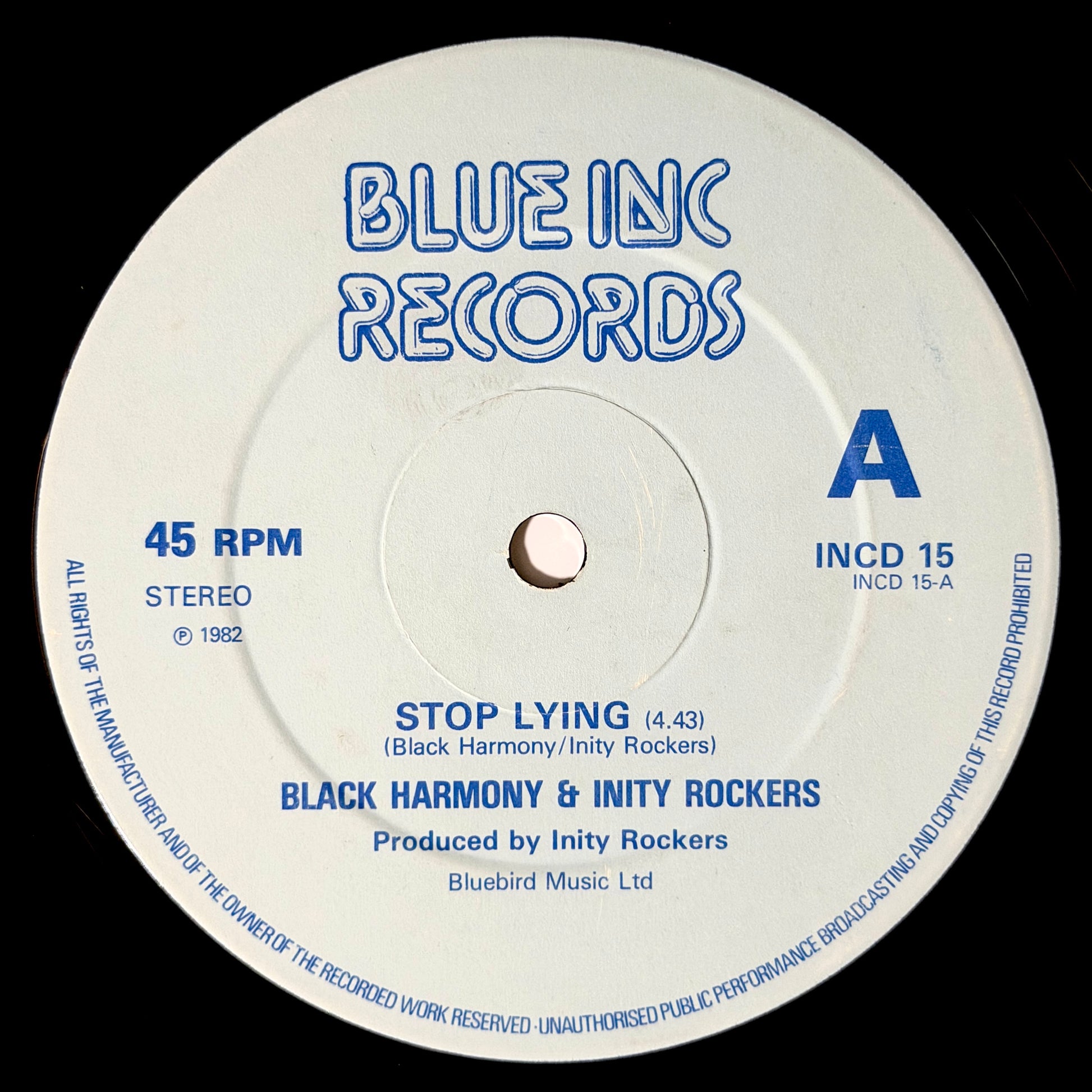 Black Harmony - Stop Lying / Everything To Me [1982 UK Original Press - Blue Inc INCD 15] (12inch)_1