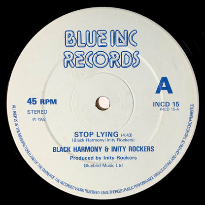 Black Harmony - Stop Lying / Everything To Me [1982 UK Original Press - Blue Inc INCD 15] (12inch)_1