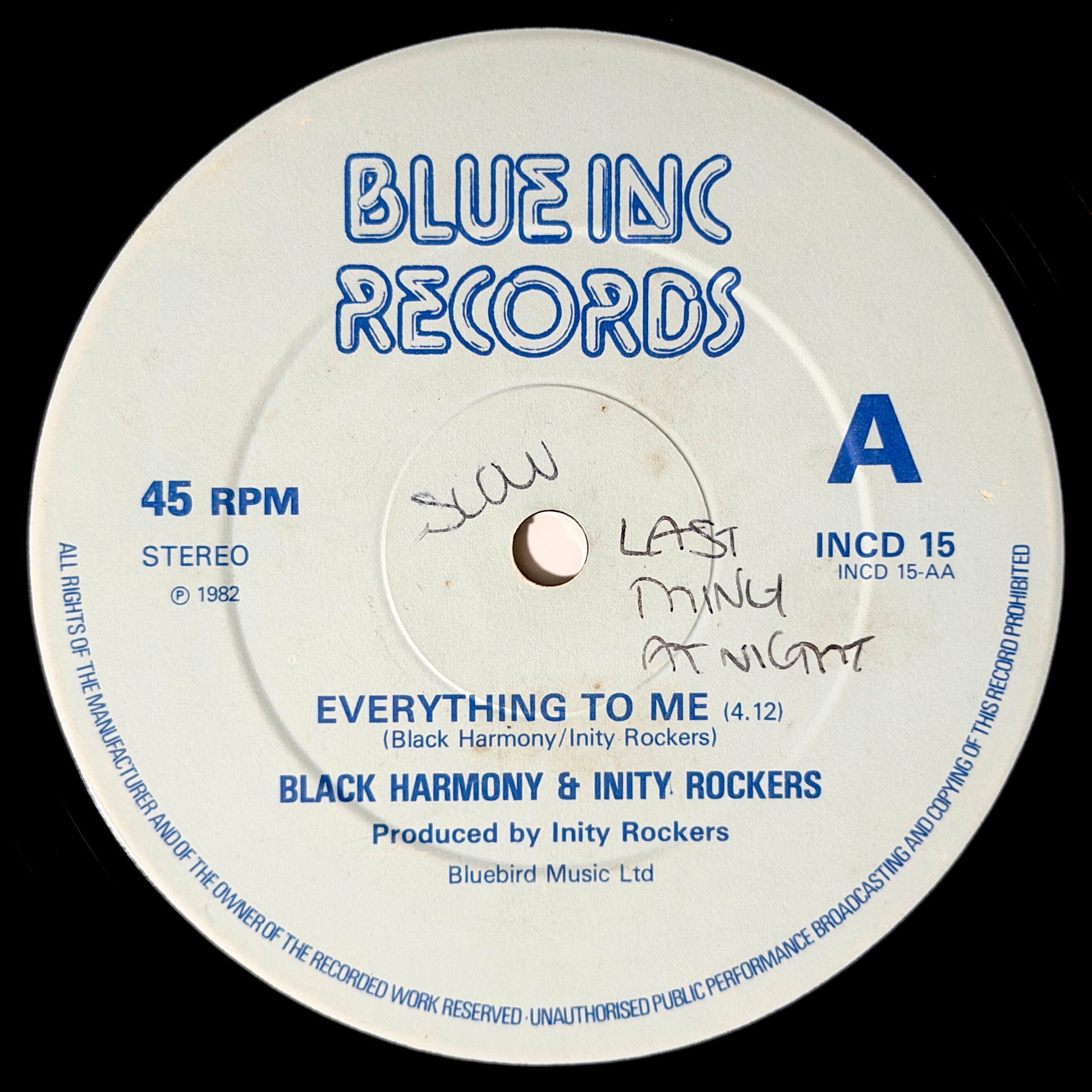 Black Harmony - Stop Lying / Everything To Me [1982 UK Original Press - Blue Inc INCD 15] (12inch)_2