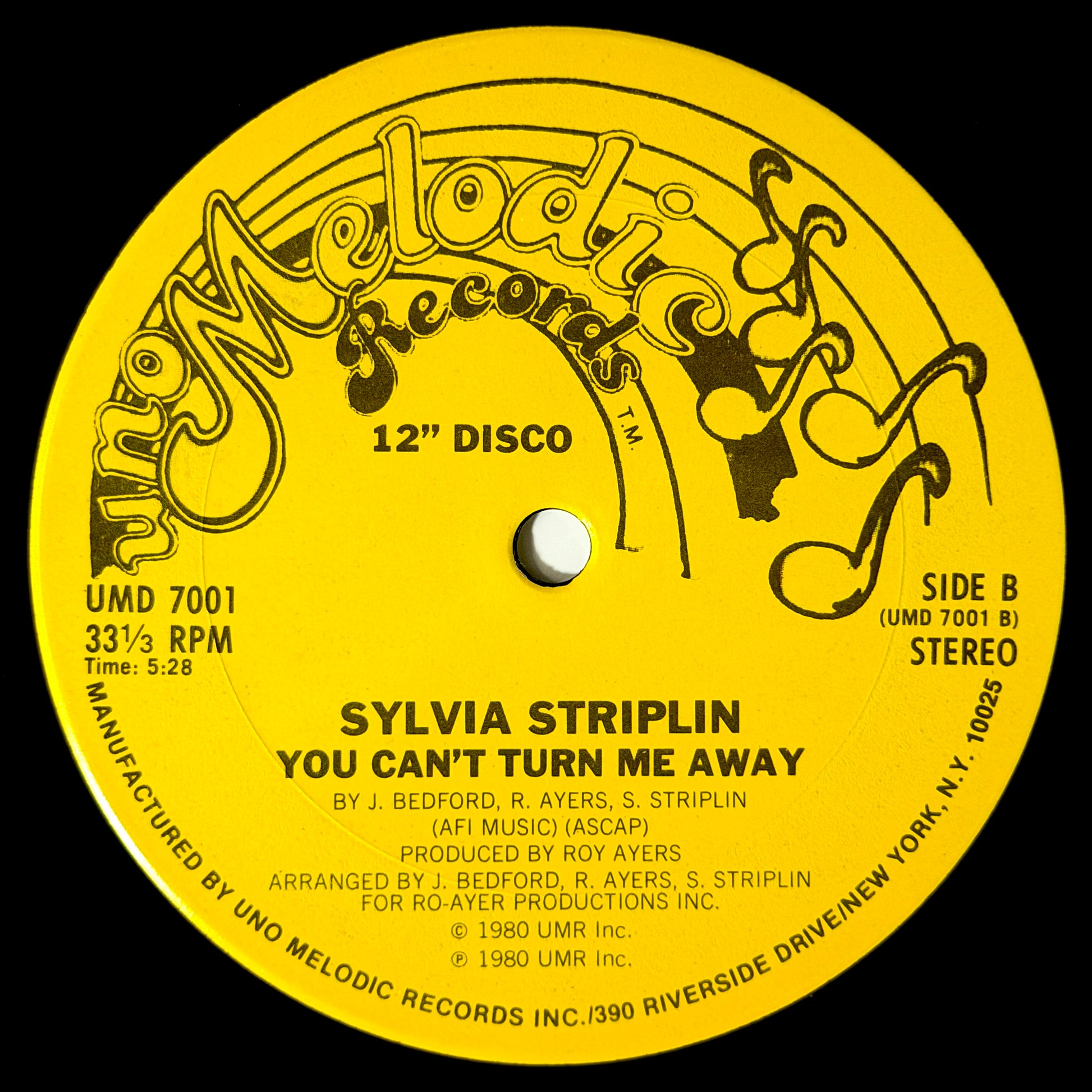 Sylvia Striplin - Give Me Your Love / You Can't Turn Me Away [1980 US Original Press - Uno Melodic UMD 7001] (12inch)_2
