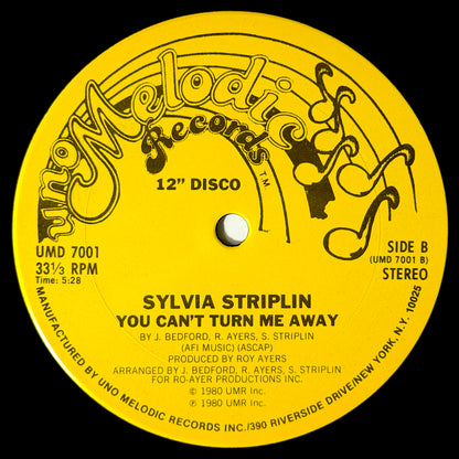 Sylvia Striplin - Give Me Your Love / You Can't Turn Me Away [1980 US Original Press - Uno Melodic UMD 7001] (12inch)_2