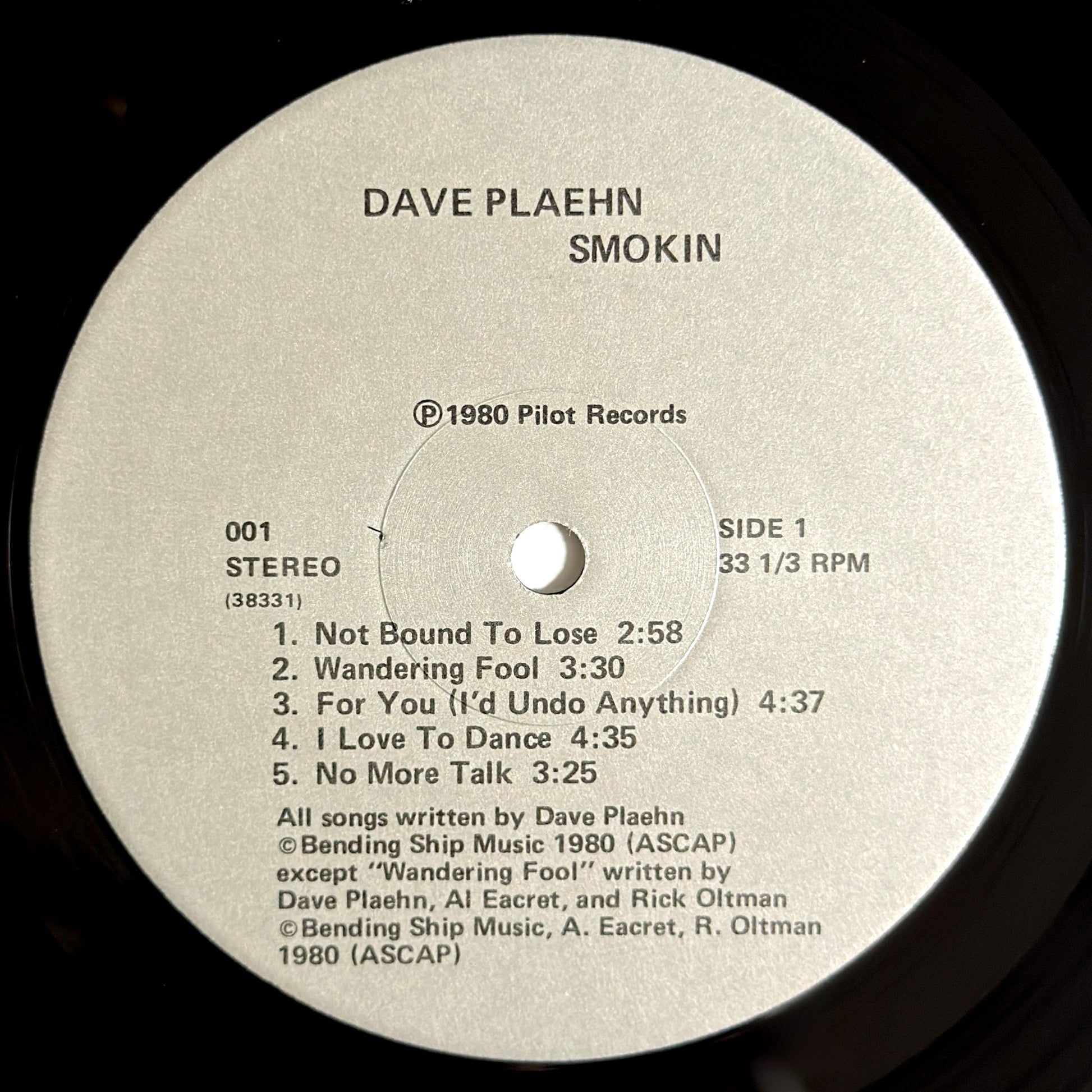 Dave Plaehn - Smokin [1980 US Original Press - Pilot 001] (LP)_3