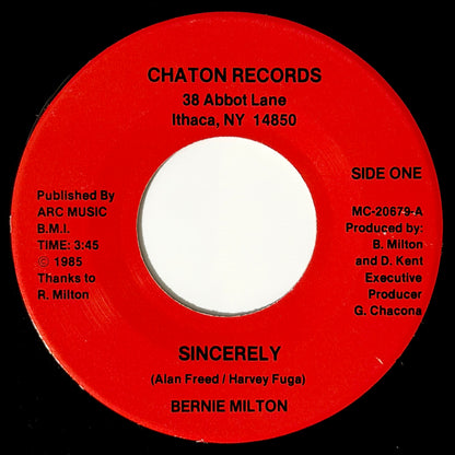 Bernie Milton - Sincerely / Girls Got Me Going [1985 US Original Press - Chaton MC-20679] (7inch)_1