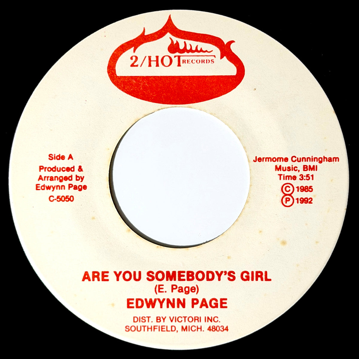 Edwynn Page - Are You Somebody's Girl / The New Wave Rapp [1992 US Original Press - 2/Hot C-5050] (7inch)_1