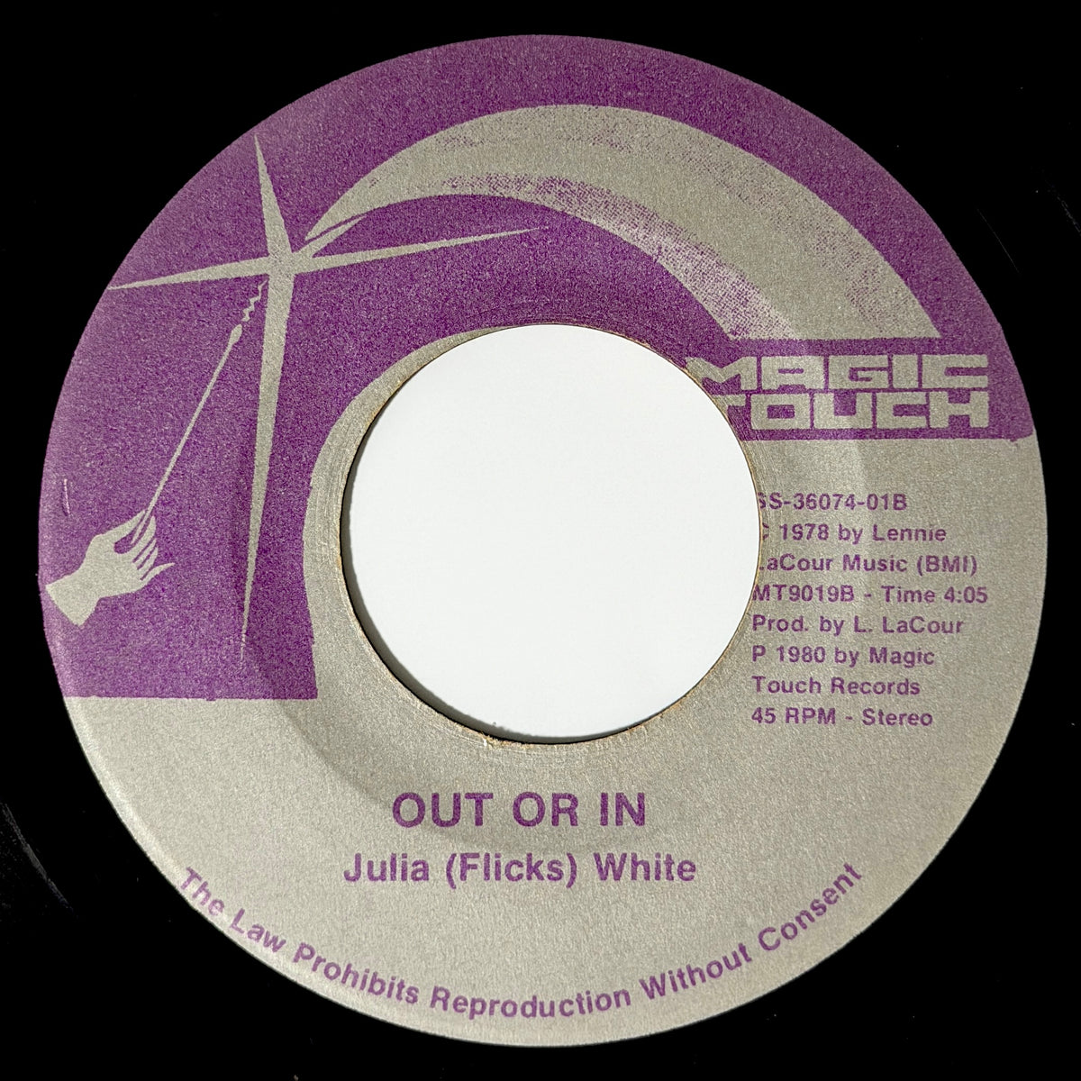 Julia White - Mellow Fella / Out Or In [1980 US Original Press - Magic Touch MT9019] (7inch)_2