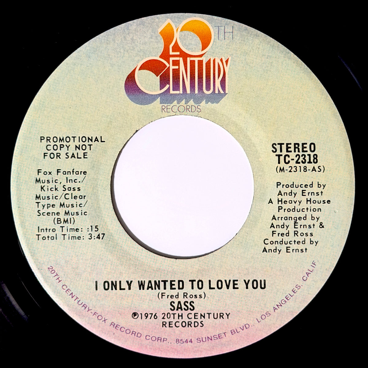 Sass - I Only Wanted To Love You (Stereo) / (Mono) [1976 US Promo Copy - 20th Century TC-2318] (7inch)_1