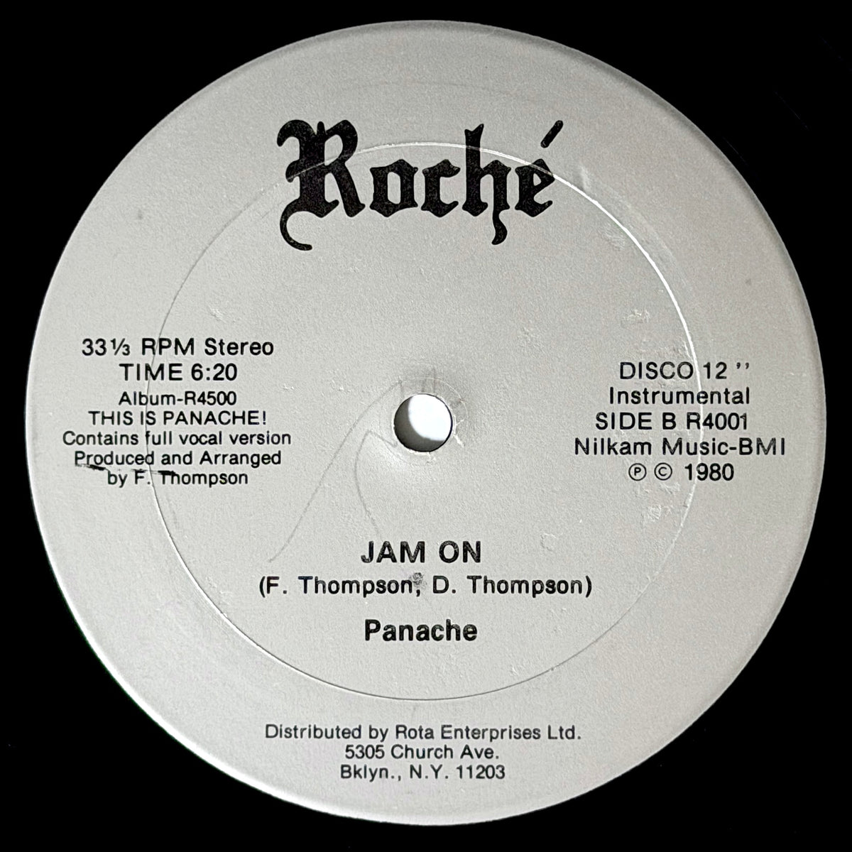 Panache - Not On The Outside / Jam On [1980 US Original Press - Roche R4001] (12inch)_2