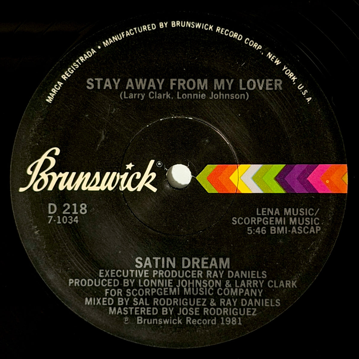 Satin Dream - Stay Away From My Lover / Instrumental [1981 US Original Press - Brunswick D 218] (12inch)_1