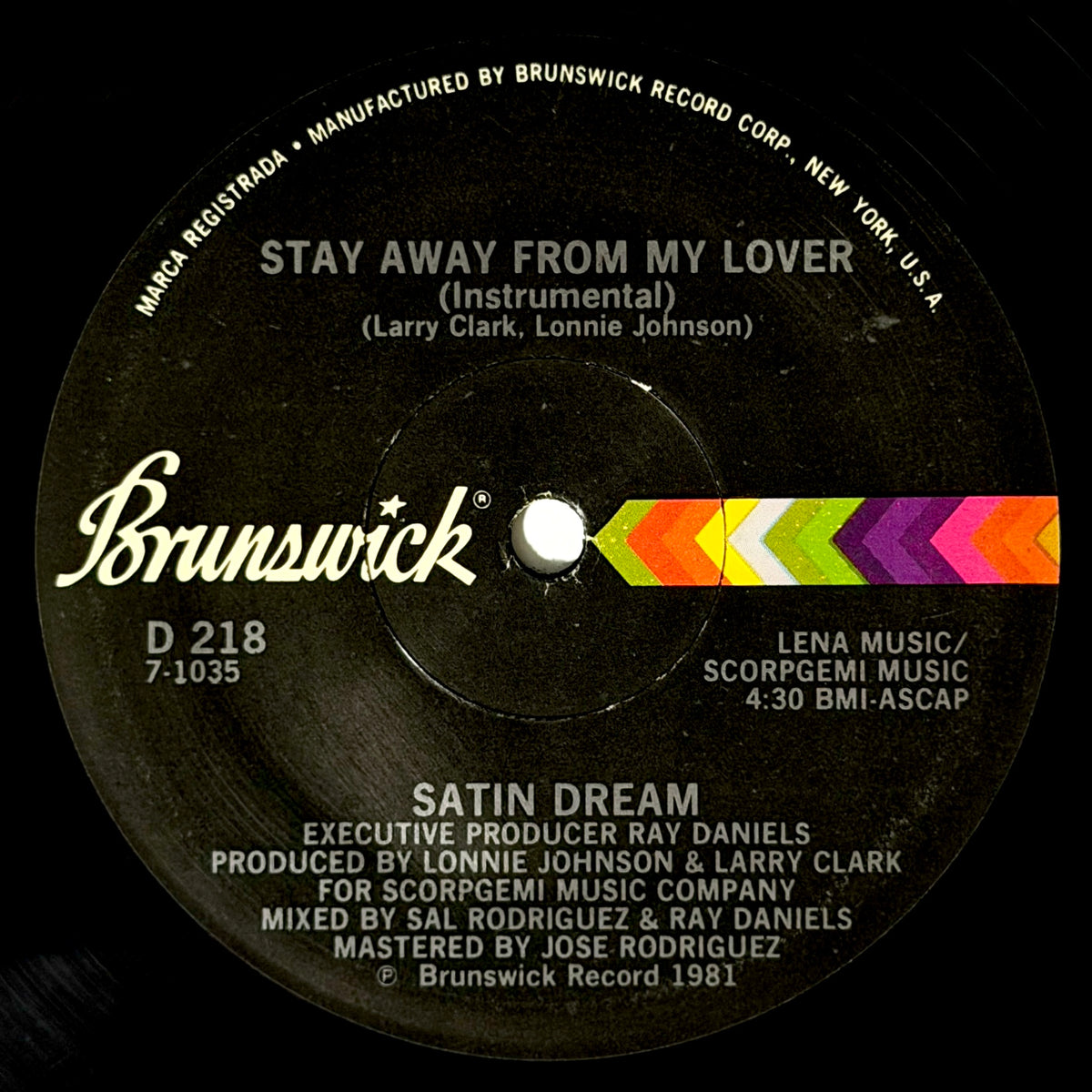 Satin Dream - Stay Away From My Lover / Instrumental [1981 US Original Press - Brunswick D 218] (12inch)_2