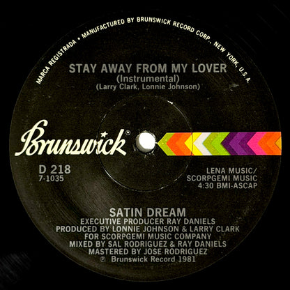 Satin Dream - Stay Away From My Lover / Instrumental [1981 US Original Press - Brunswick D 218] (12inch)_2