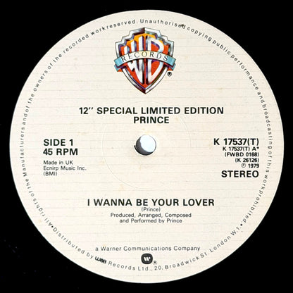 Prince - I Wanna Be Your Lover / Just As Long As We're Together [1979 UK Original Press - Warner K 17537 (T)] (12inch)_1