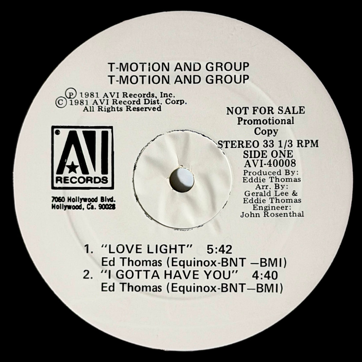 T-Motion & Group - Love Light / I Gotta Have You / Extraordinary Guy [1981 US Original Press - AVI AVI 40008] (12inch)_2