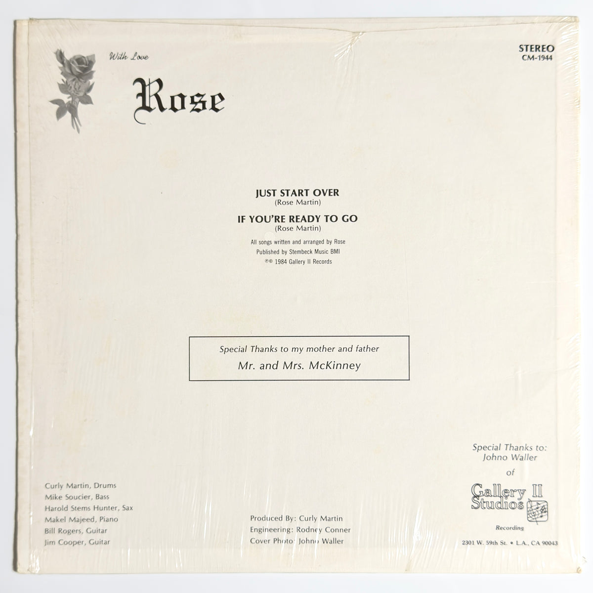 Rose - If You're Ready To Go / Just Start Over [1984 US Original Press - Gallery II CM-1944] (12inch)_2
