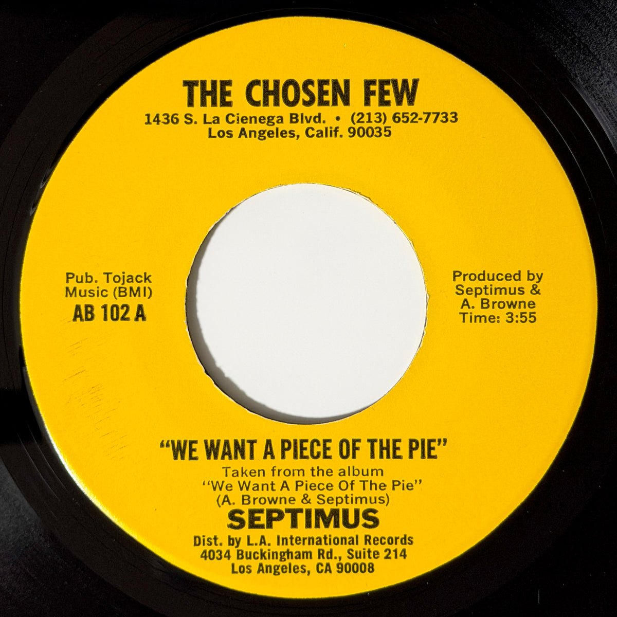 Septimus - We Want A Piece Of The Pie / Take Love Where You Find It [1982 US Original Press | Yellow Label - Chosen Few AB 102] (7inch)_1