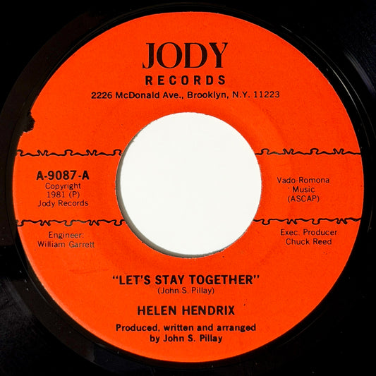 Helen Hendrix - Let's Stay Together / Bang On It [1981 US Original Press - Jody A-9087] (7inch)_1