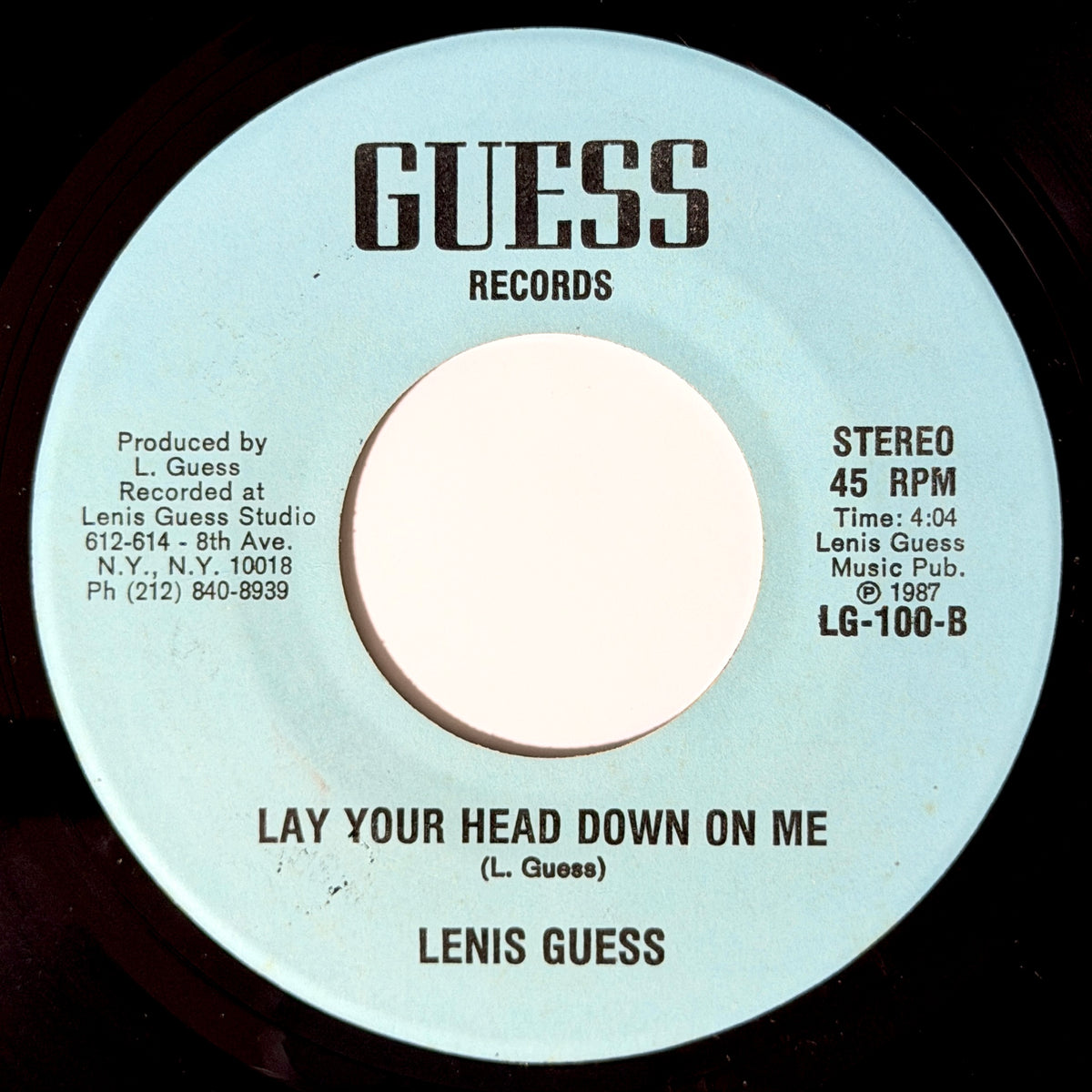 Lenis Guess - Can I Get To Heaven (Lying In Your Arms) / Lay Your Head Down On Me [1987 US Original Press - Guess LG-100] (7inch)_2