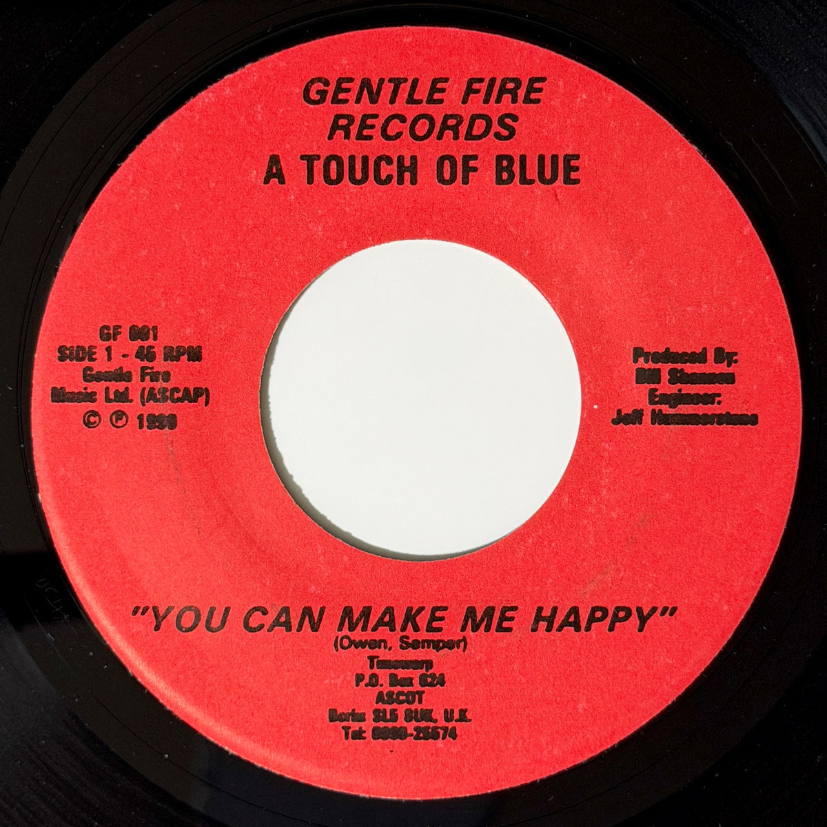 A Touch Of Blue - You Can Make Me Happy / Instrumental [1990 UK Original Press - Gentle Fire GF 001] (7inch)_1