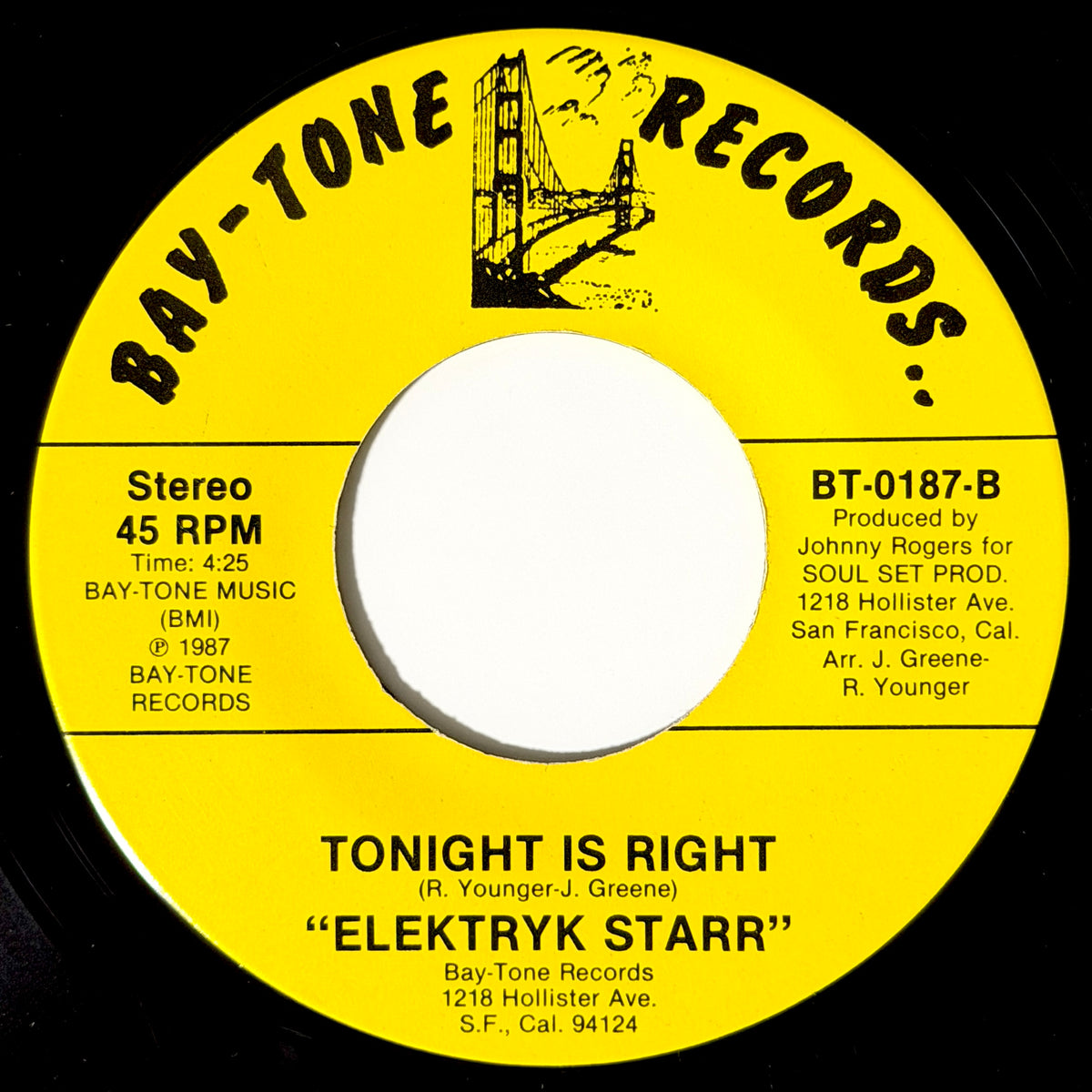 Elektryk Starr - Just Wasn't Meant To Be / Tonight Is Right [1987 US Original Press - Bay-Tone BT-0187] (7inch)_2